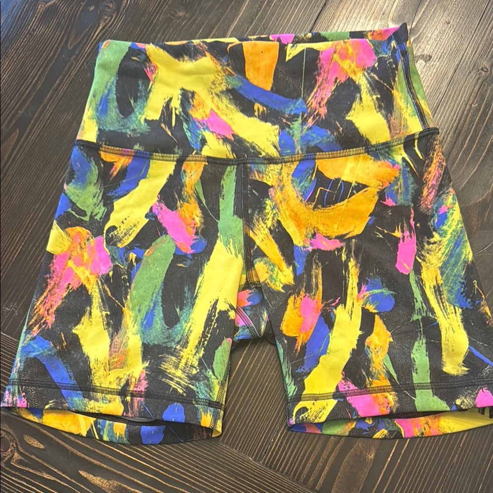 Lululemon Athletica Vibrant Yellow and Pink Athletic Shorts